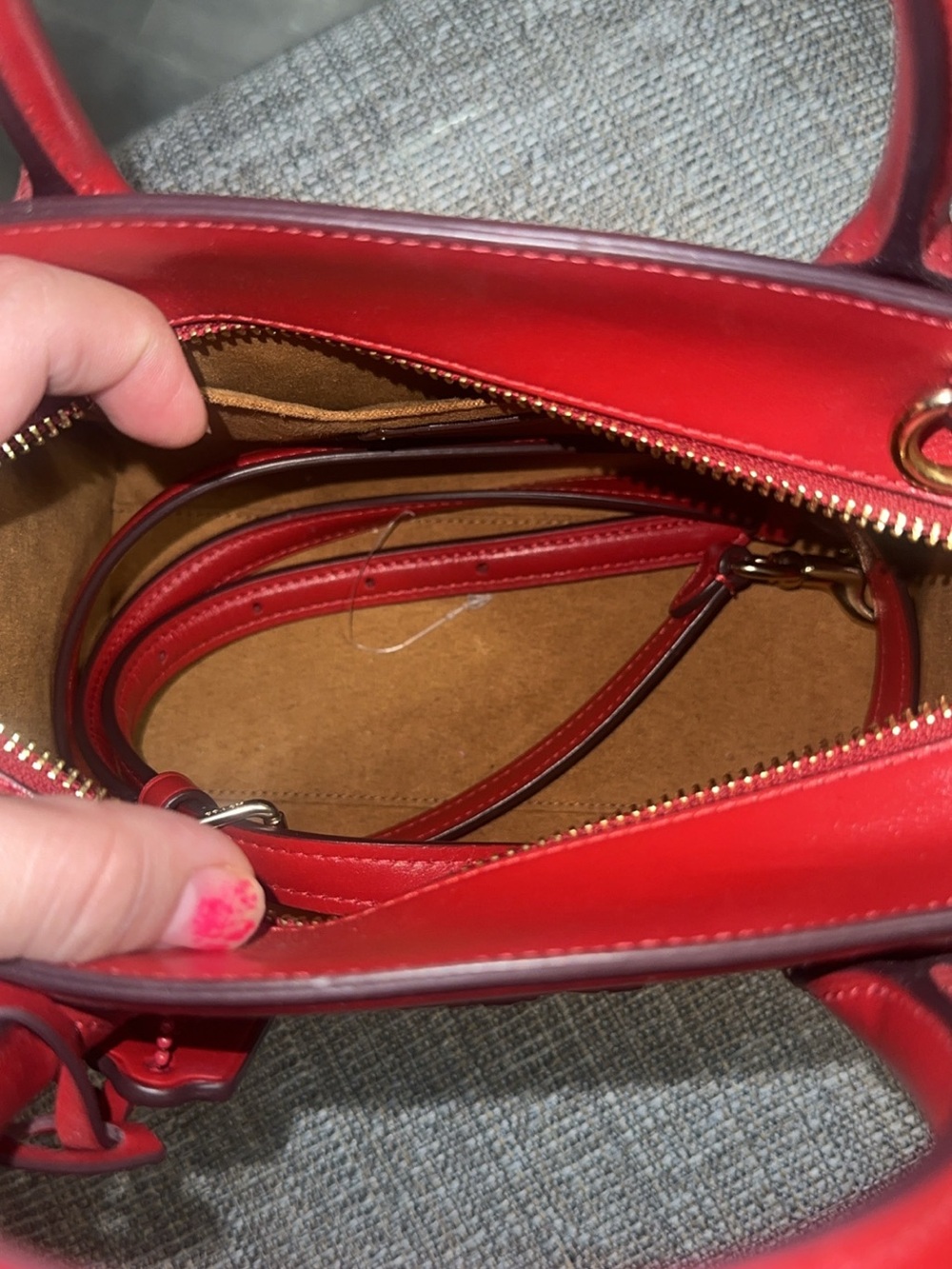 Coach Bright Red Leather Mini Satchel - Picture 2 of 3